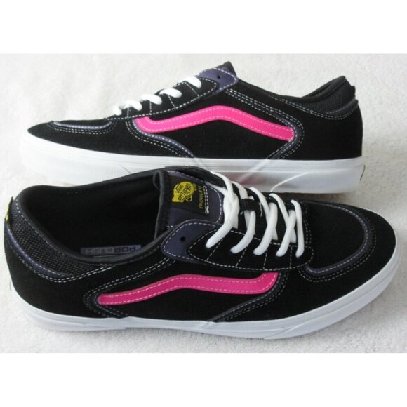 Vans Men's Skate Geoff Rowley Suede Black Pink Striped Shoes sizes NIB - Picture 1 of 6